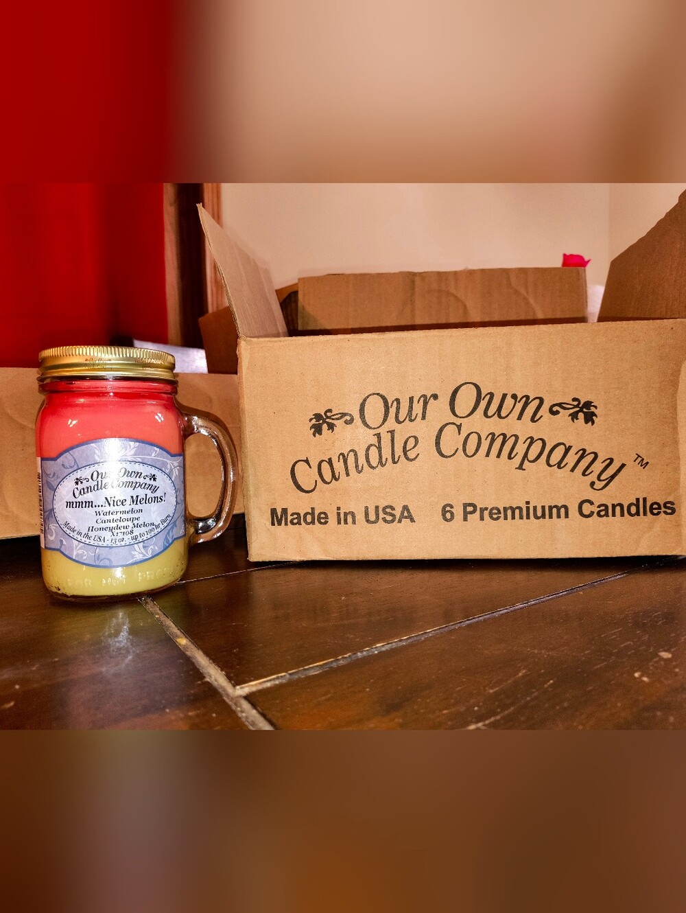 Pack of 6 Mason Jar Melon Scented Candles
